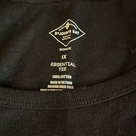 St John’s Bay Long Sleeve Essential Tee Crew Neck Top. Size 1X. Black - Picture 6 of 7